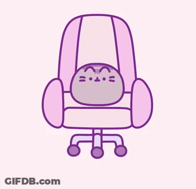 A Cartoon Of A Cat Sitting In A Pink Chair GIF