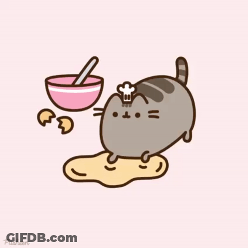 A Cartoon Of A Cat Wearing A Chef 'S Hat And A Bowl Of Food GIF