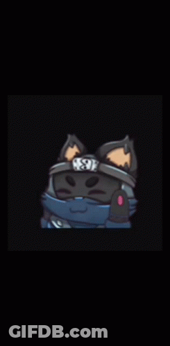 A Cartoon Of A Cat Wearing A Headband With The Letter R On It . GIF