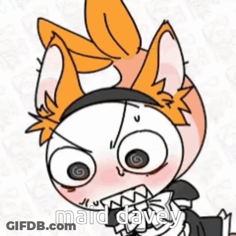 A Cartoon Of A Cat Wearing A Maid Outfit With A Swirl In His Eyes . GIF