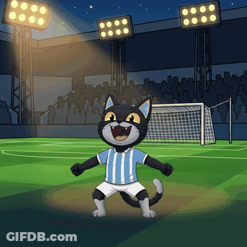 A Cartoon Of A Cat Wearing A Soccer Uniform GIF