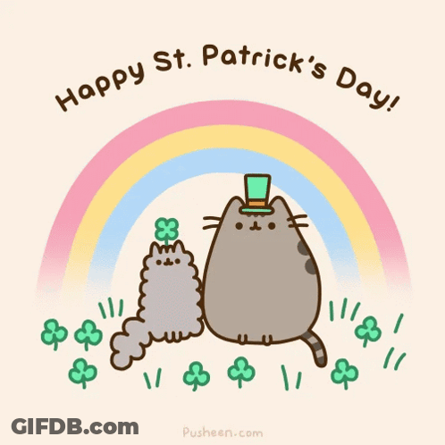 A Cartoon Of A Cat Wearing A Top Hat With The Words " Happy St. Patrick 'S Day " Below It GIF