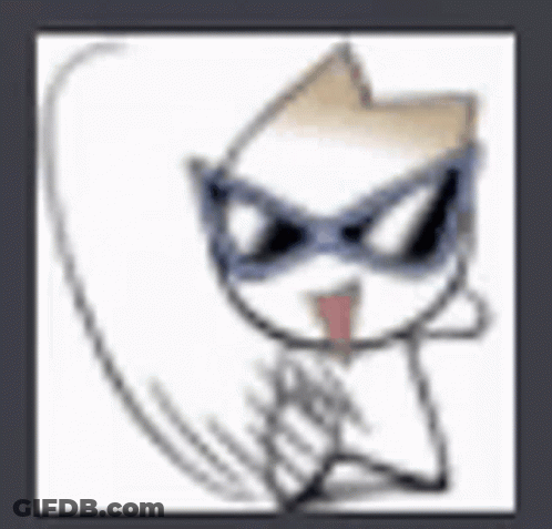 A Cartoon Of A Cat Wearing Sunglasses And Holding A Sword . GIF