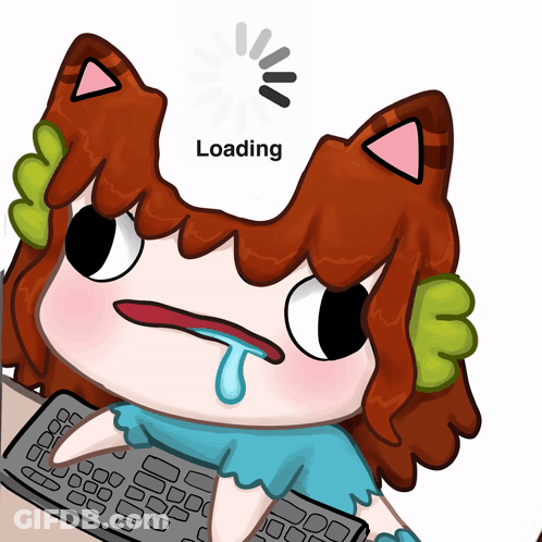 A Cartoon Of A Cat With A Loading Sign Behind It GIF