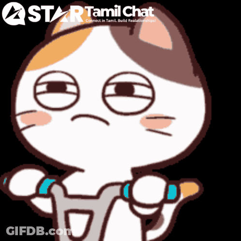 A Cartoon Of A Cat With A Star Tamil Chat Logo GIF