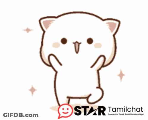A Cartoon Of A Cat With A Star Tamilchat Logo GIF