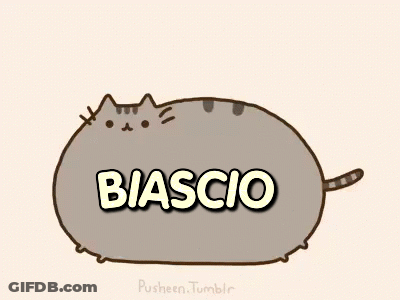 A Cartoon Of A Cat With The Word Biascio Written On It GIF