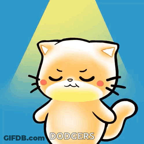 A Cartoon Of A Cat With The Word Dodgers On It GIF