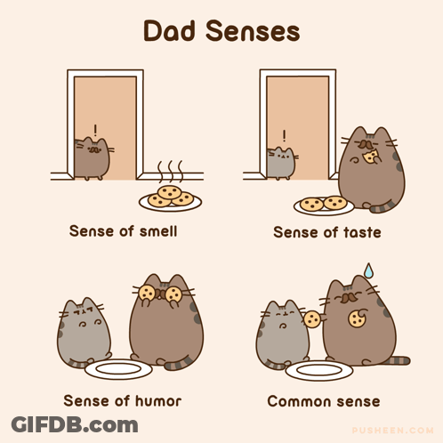 A Cartoon Of A Cat With The Words Dad Senses On The Top GIF