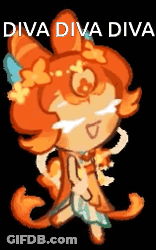 A Cartoon Of A Cat With The Words Diva Diva Diva Written Above It . GIF