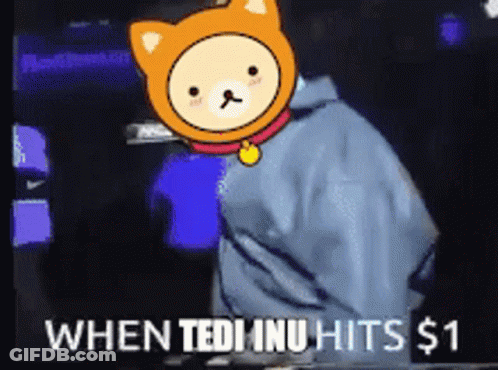 A Cartoon Of A Cat With The Words When Tedinu Hits $ 1 GIF