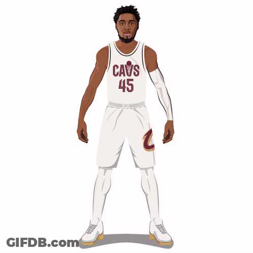 A Cartoon Of A Cavs Player With The Number 45 On His Jersey GIF