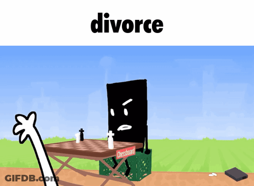 Chess Board Graphic With Divorce Text GIF