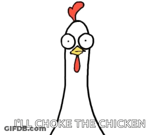 A Cartoon Of A Chicken Being Choked By A Hand . GIF