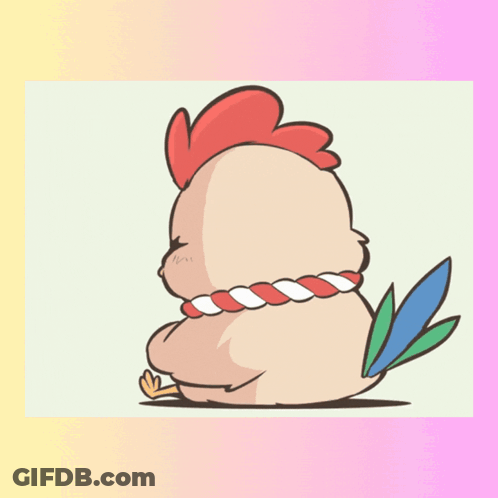 A Cartoon Of A Chicken With A Rope Around Its Neck And The Word Spirit Underneath It GIF