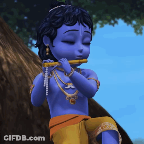A Cartoon Of A Child Playing A Flute With His Eyes Closed GIF