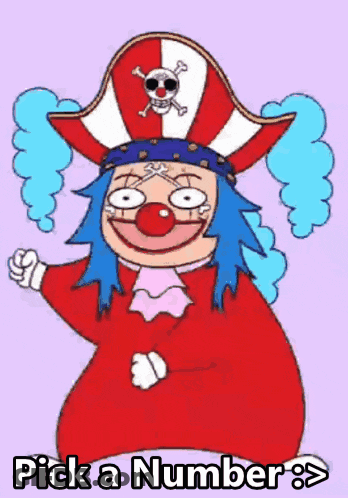 A Cartoon Of A Clown Wearing A Pirate Hat Says Pick A Number > GIF