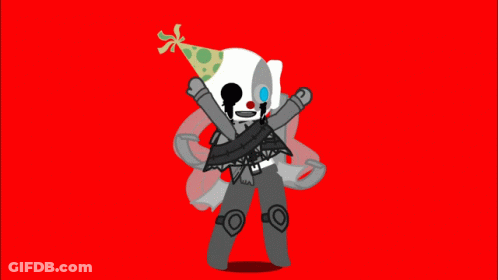 A Cartoon Of A Clown With A Party Hat On His Head GIF