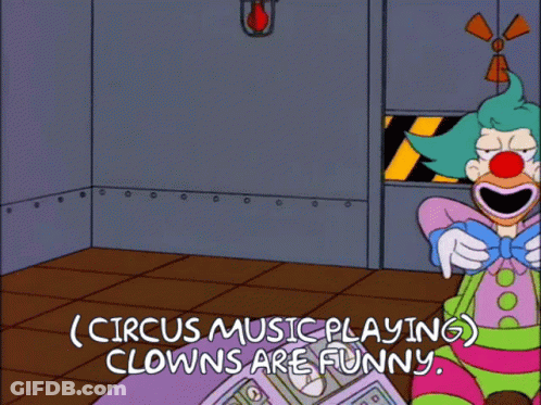 A Cartoon Of A Clown With The Words Circus Music Playing Clowns Are Funny GIF