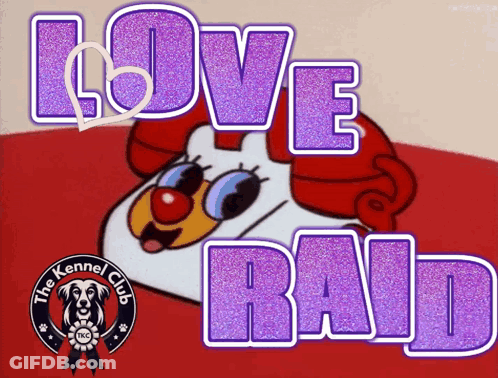 A Cartoon Of A Clown With The Words Love Raid On It GIF