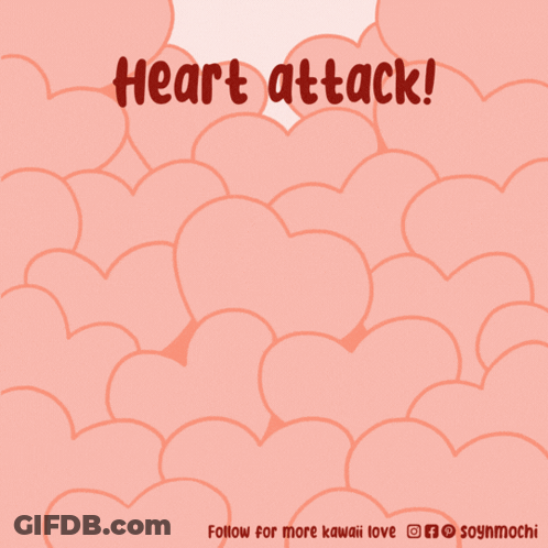 A Cartoon Of A Corgi Surrounded By Hearts With The Words Heart Attack Below It GIF