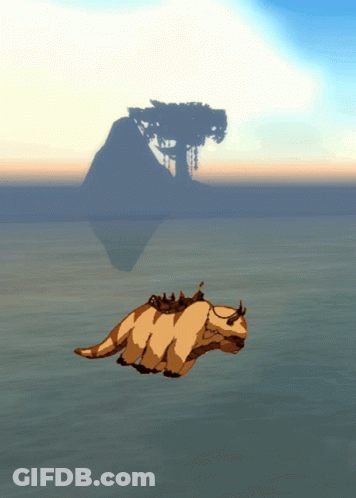 A Cartoon Of A Cow Floating In The Ocean GIF