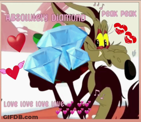 A Cartoon Of A Coyote Holding A Diamond With The Words Love Love Love Love GIF