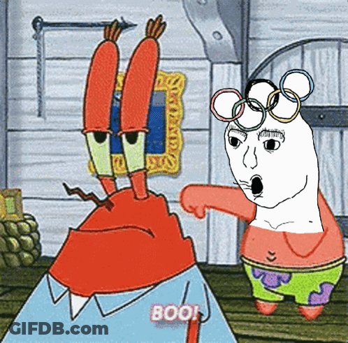 A Cartoon Of A Crab And Patrick Saying Boos GIF
