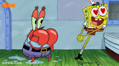 A Cartoon Of A Crab And Spongebob With A Nick Logo In The Corner GIF