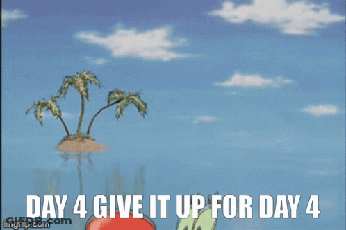 A Cartoon Of A Crab Holding A Bell With The Words Day 4 Give It Up For Day 4 GIF