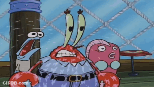 A Cartoon Of A Crab Wearing Glasses And A Blue Shirt GIF