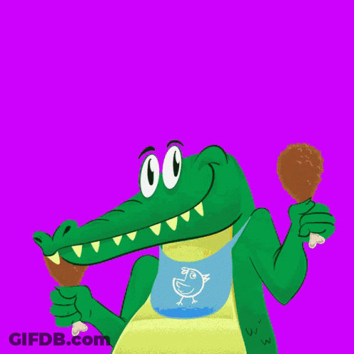 A Cartoon Of A Crocodile With The Words Happy Written Above It GIF