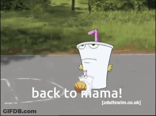 Cup With Straw And Basketball Says Back To Mama GIF