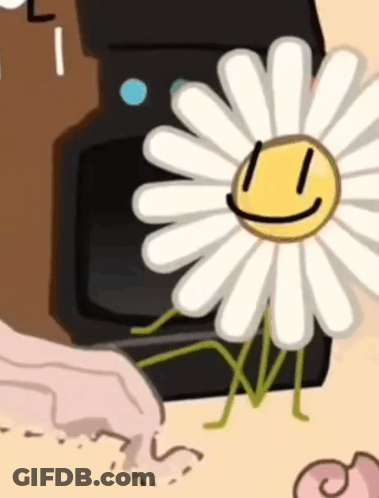 A Cartoon Of A Daisy With A Smiley Face GIF