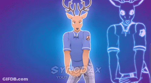 A Cartoon Of A Deer With Antlers Standing In Front Of A Youtube Channel GIF