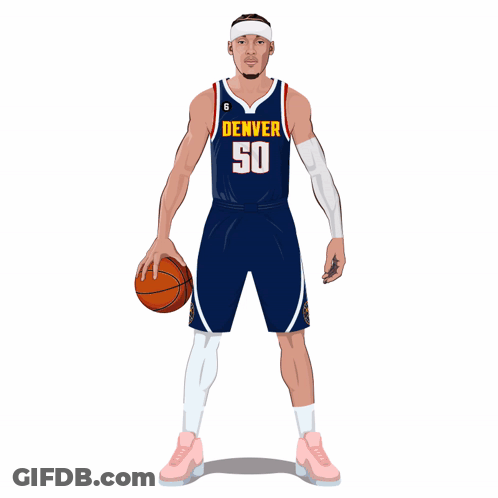 A Cartoon Of A Denver Basketball Player Holding A Ball GIF