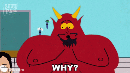 A Cartoon Of A Devil Asking The Question Why GIF