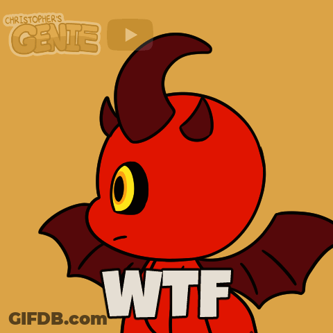 A Cartoon Of A Devil With The Word WTF On The Bottom GIF