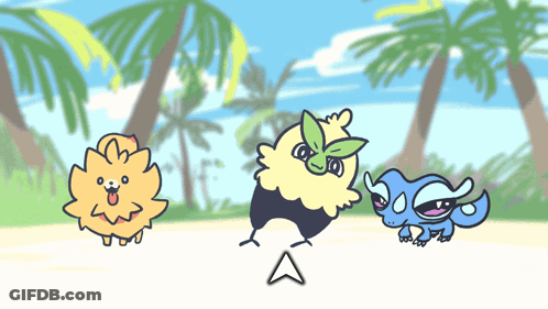 Dog Bird And Lizard On Beach With Palm Trees GIF