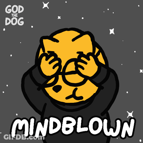 A Cartoon Of A Dog Covering His Eyes With The Words Mindblown Below Him GIF