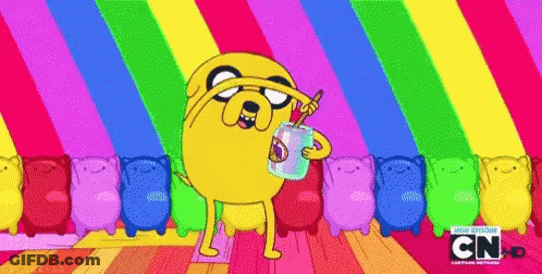 A Cartoon Of A Dog Drinking From A Cup With A Straw And A Cn Logo In The Corner GIF