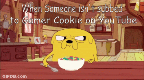 A Cartoon Of A Dog Eating A Bowl Of Cereal With The Caption When Someone Isn 'T Subbed GIF