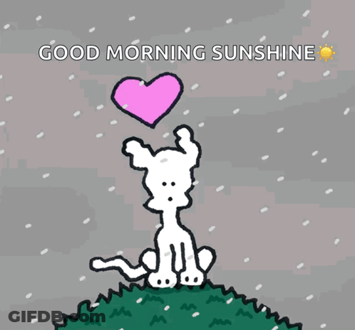 A Cartoon Of A Dog Holding A Pink Heart And The Words Good Morning Sunshine GIF
