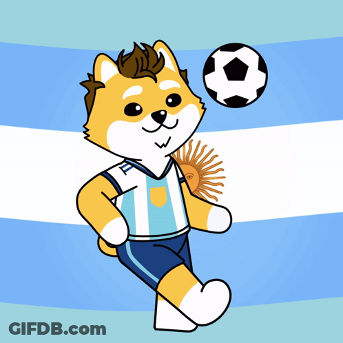 A Cartoon Of A Dog Holding A Soccer Ball On Its Head GIF