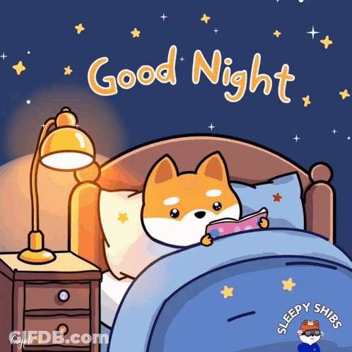A Cartoon Of A Dog Laying In A Bed With The Words Good Night Below It GIF