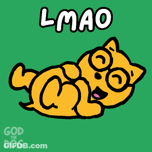 A Cartoon Of A Dog Laying On Its Back With The Words Lmao Above It GIF