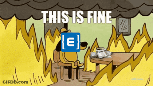 A Cartoon Of A Dog Sitting At A Table With The Words " This Is Fine " On The Bottom GIF