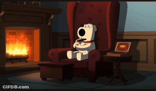 A Cartoon Of A Dog Sitting In A Chair With The Words Well Well Well Above Him GIF