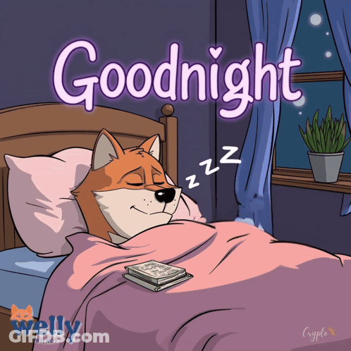 A Cartoon Of A Dog Sleeping With The Words Goodnight Written Above It GIF