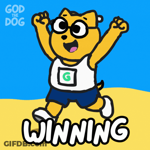 A Cartoon Of A Dog That Says God The Dog On It GIF